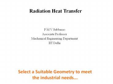 Radiation Heat Transfer