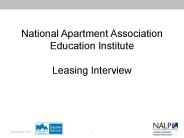 National Apartment Association Education Institute Leasing Interview