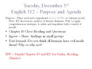 Tuesday, December 3rd   English 112 
