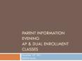 Parent Information Evening AP PowerPoint PPT Presentation