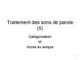 Traitement des sons de parole (5) PowerPoint PPT Presentation