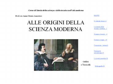 ALLE ORIGINI DELLA SCIENZA MODERNA