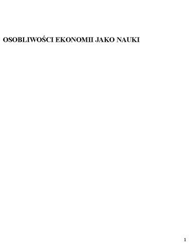 OSOBLIWOSCI EKONOMII JAKO NAUKI