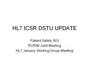 HL7 ICSR DSTU UPDATE