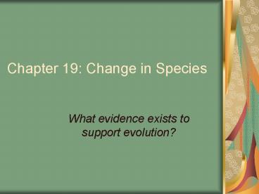 Chapter 19: Change in Species