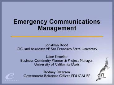 Emergency Communications Management