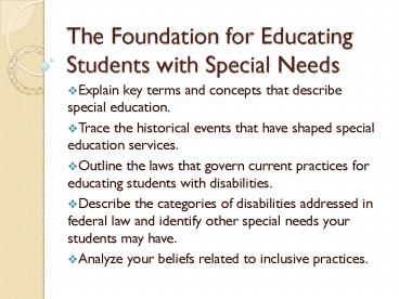 The Foundation for Educating Students with Special Needs