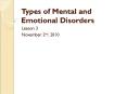 Types of Mental and Emotional Disorders PowerPoint PPT Presentation