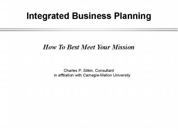 Integrated Business Planning
