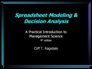 Spreadsheet Modeling