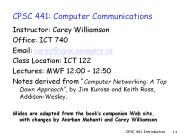 CPSC 441: Computer Communications