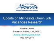Update on Minnesota Green Job Vacancies Research