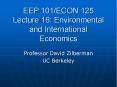 EEP 101/ECON 125 Lecture 16: Environmental and International Economics PowerPoint PPT Presentation