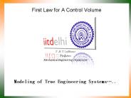 First Law for A Control Volume