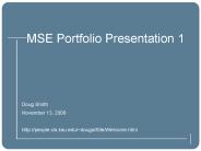 MSE Portfolio Presentation 1