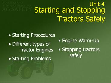 Starting and Stopping Tractors Safely