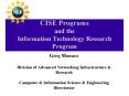 CISE Programs and the Information Technology Research Program PowerPoint PPT Presentation