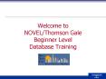 Welcome to NOVEL/Thomson Gale Beginner Level Database Training PowerPoint PPT Presentation
