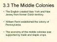 3.3 The Middle Colonies PowerPoint PPT Presentation