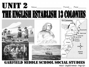The English Establish 13 Colonies