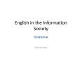 English in the Information Society PowerPoint PPT Presentation