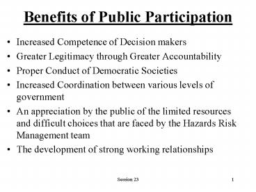 Benefits of Public Participation
