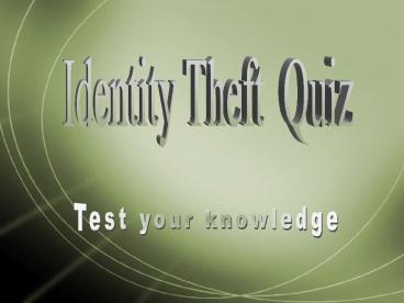 Identity Theft Quiz