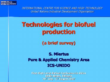Technologies for biofuel production (a brief survey)