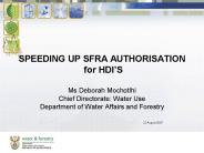 SPEEDING UP SFRA AUTHORISATION  for HDI
