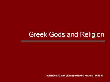 Greek Gods and Religion