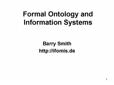 Formal Ontology and Information Systems