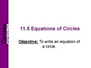 11.5 Equations of Circles