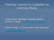 Planning Lessons to Capitalize on Learning Styles