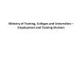 Ministry of Training, Colleges and Universities  PowerPoint PPT Presentation