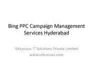 Bing PPC Campaign Management Services Hyderabad