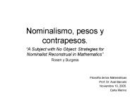 Nominalismo, pesos y contrapesos.