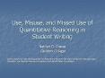 Use, Misuse, and Missed Use of Quantitative Reasoning in Student Writing PowerPoint PPT Presentation
