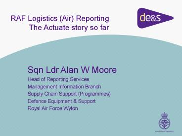 Sqn Ldr Alan W Moore