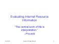 Evaluating Internet Resource Information PowerPoint PPT Presentation