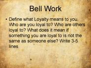 Bell Work