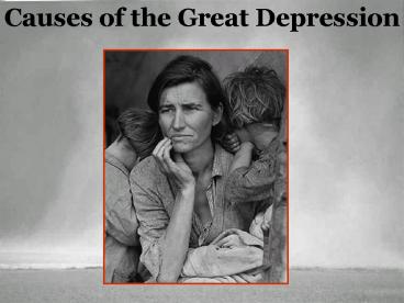 Every Picture Tells a Story....The Great Depression