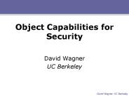 Object Capabilities for Security