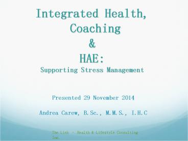 Integrated Health, Coaching