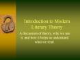 Introduction to Modern Literary Theory PowerPoint PPT Presentation
