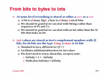 From bits to bytes to ints