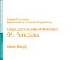 Bogazici University Department of Computer Engineering CmpE 220 Discrete Mathematics 04. Functions  Haluk Bing PowerPoint PPT Presentation