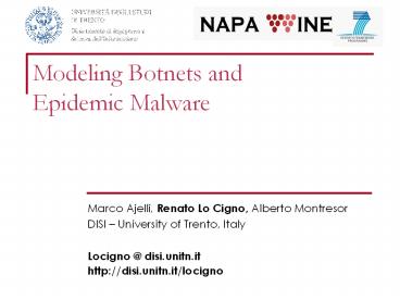 Modeling Botnets and Epidemic Malware