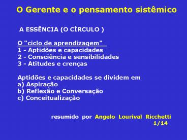 O Gerente e o pensamento sist