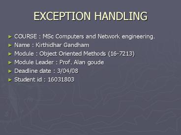 EXCEPTION HANDLING presentation | free to download