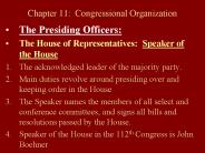 Chapter 11: Congressional Organization